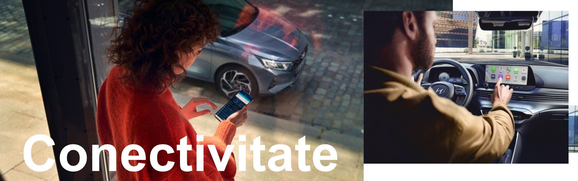 A woman is looking at her phone next to a man in a car.