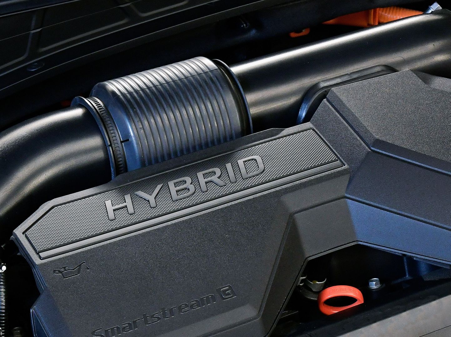 A close up of a hybrid engine in a car tucson 