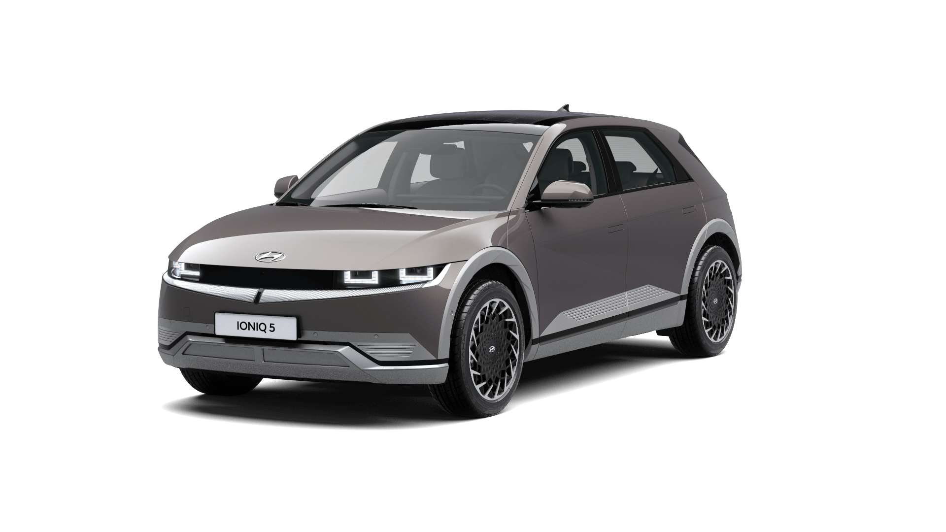 A gray hyundai ioniq 5 is shown on a white background.