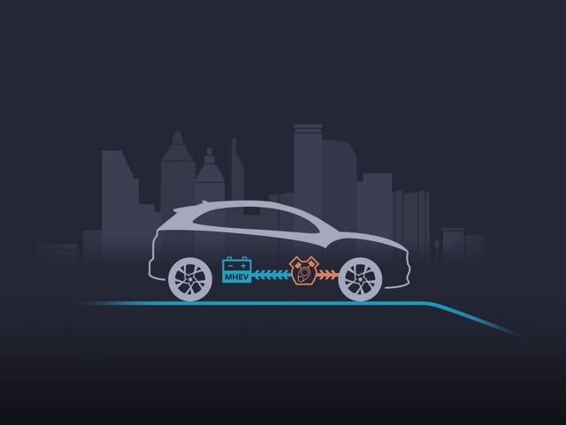 A silhouette of a car with a battery and a motor.