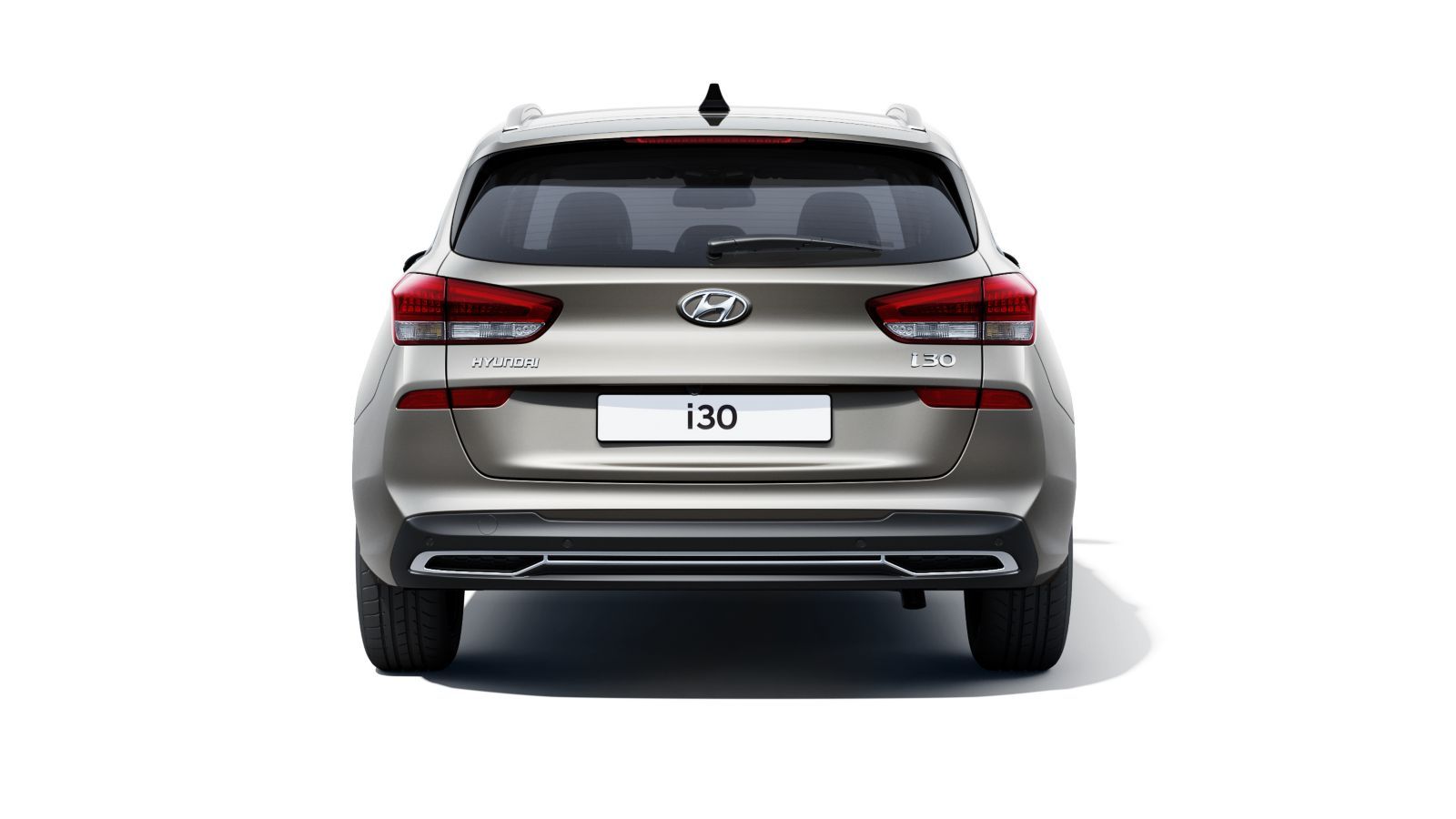 The rear end of a hyundai i30 is shown on a white background.