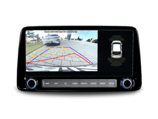 A car stereo with a rear view camera on it.