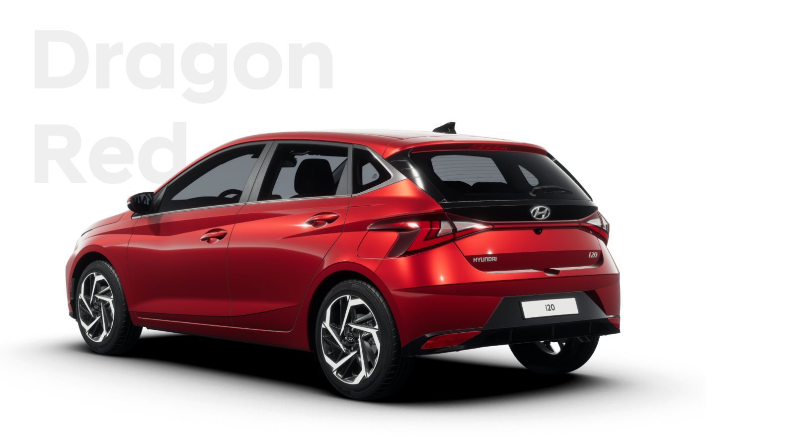 A red hyundai i20 hatchback is shown on a white background.