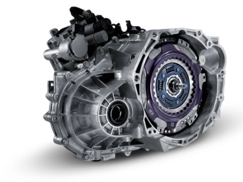 A close up of a gearbox on a white background.