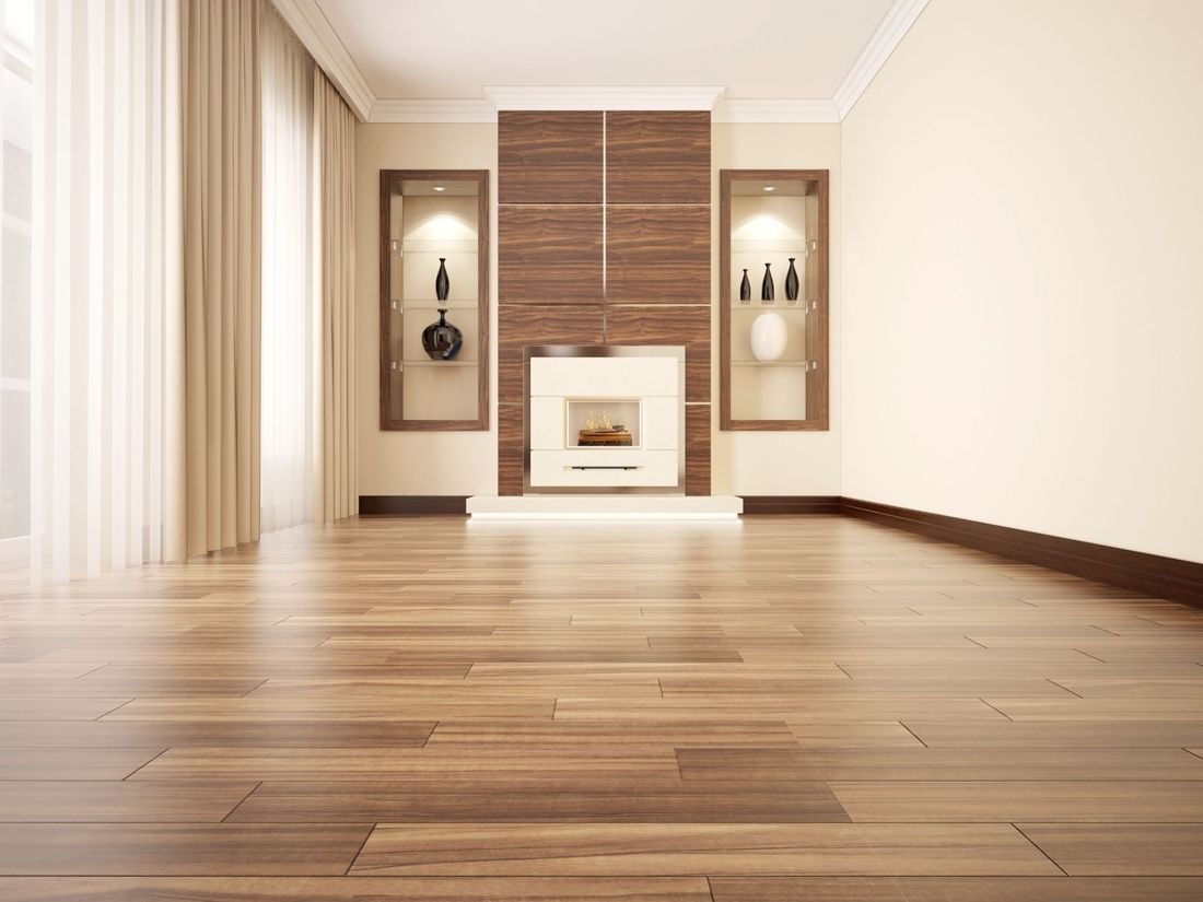 soggiorno con pavimento in parquet