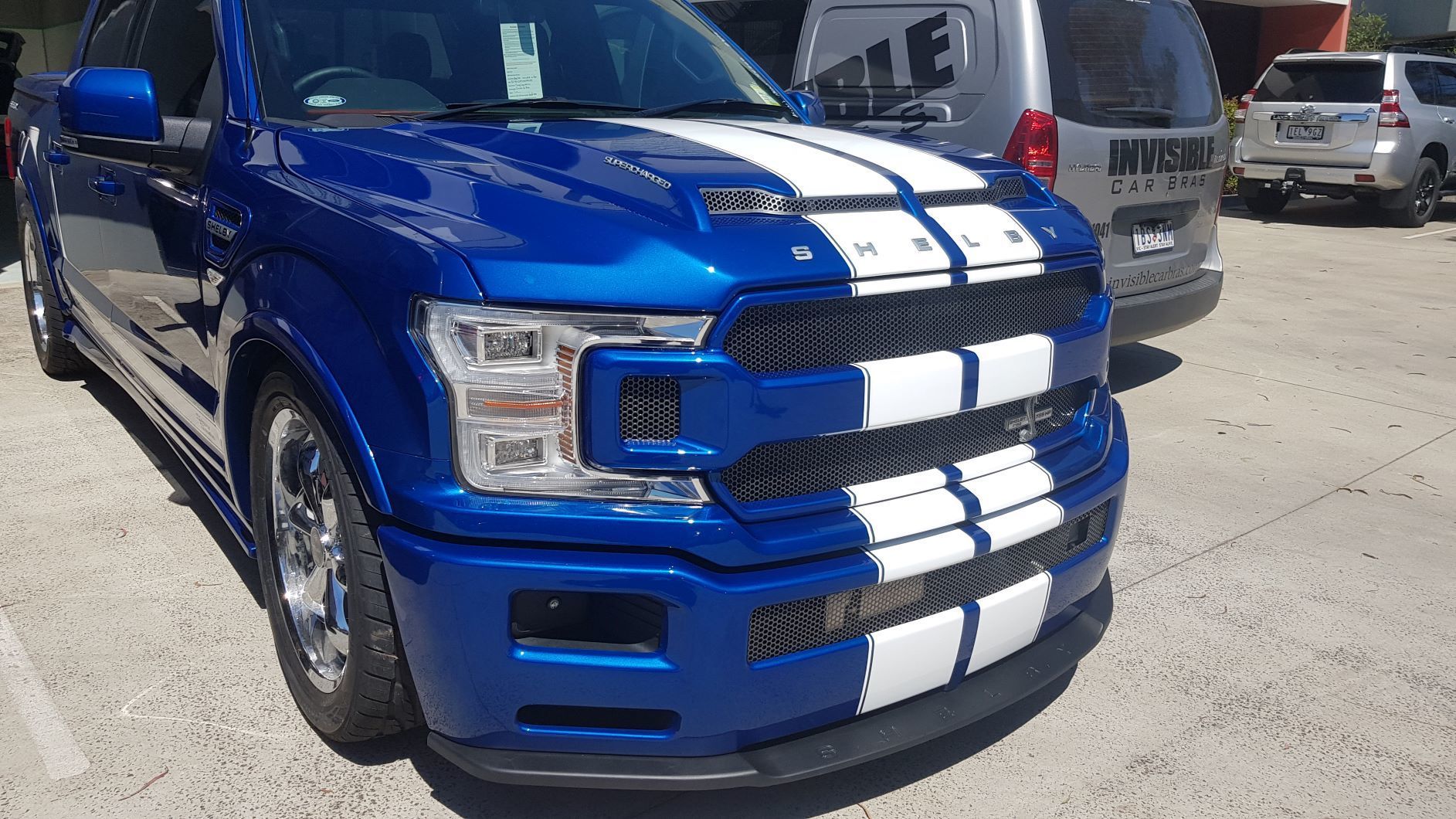  blue Ford F-150 Shelby Super Snake pickup truck