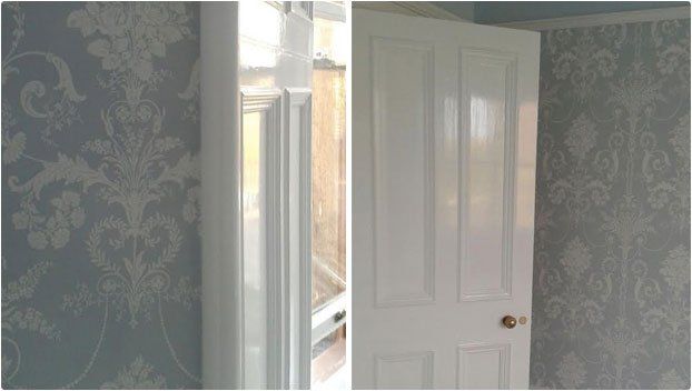 wallpapered walls