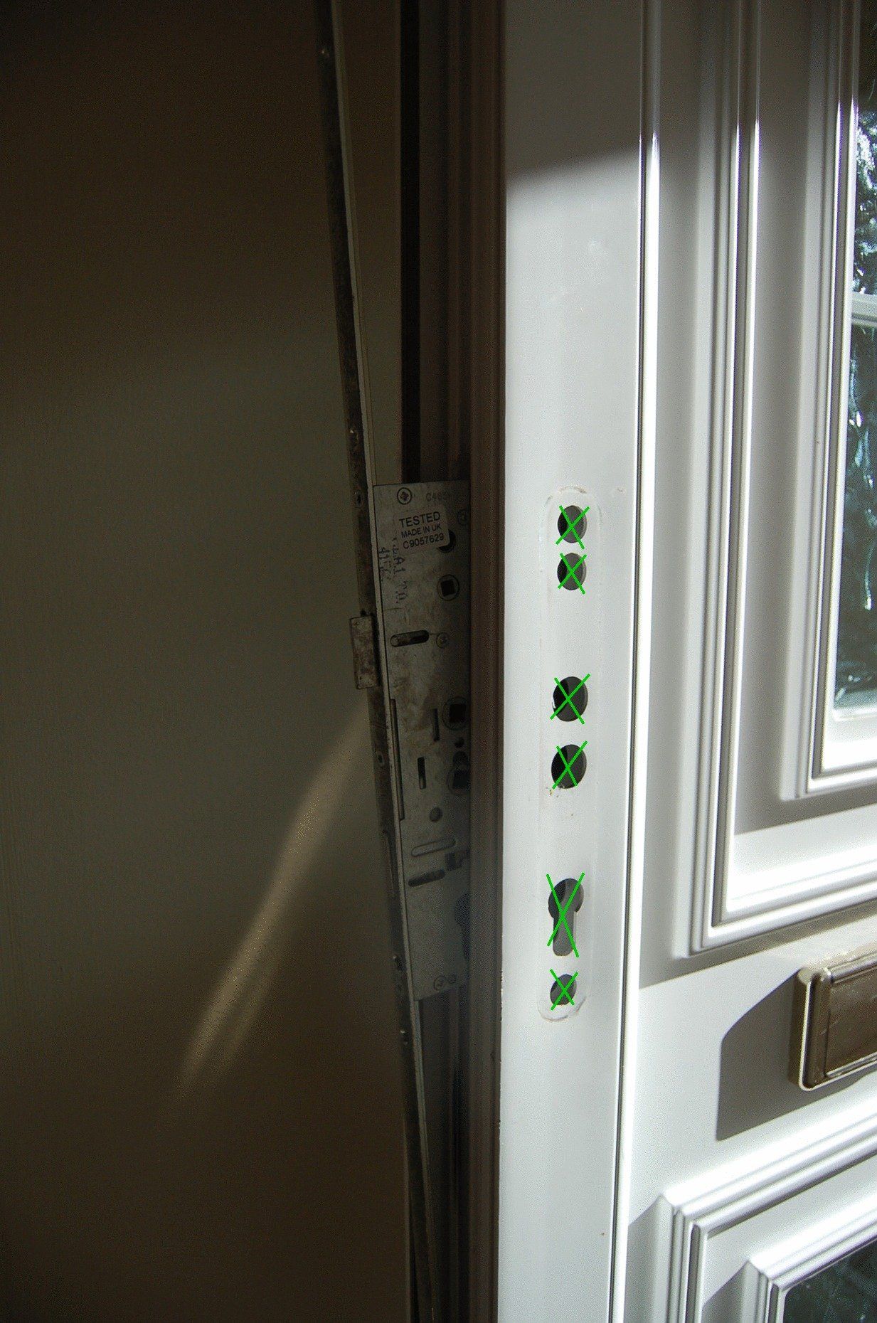upvc door lock entry points for repair/opening of mechanism paul easton locksmiths