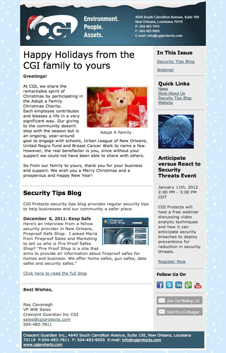 Christmas Email Newsletter