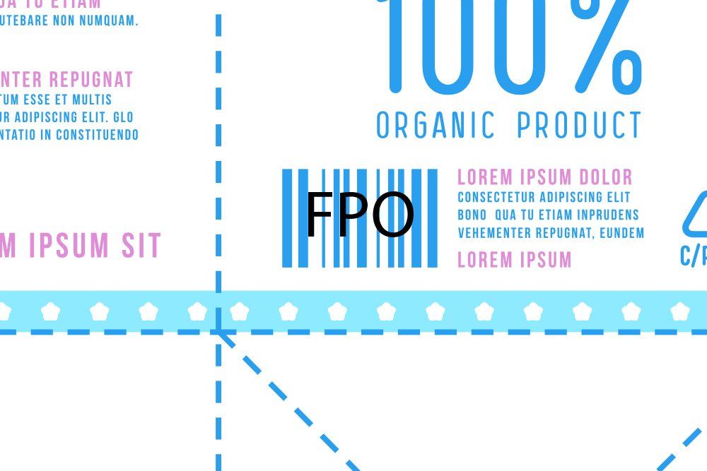 Packaging artwork with FPO over barcode