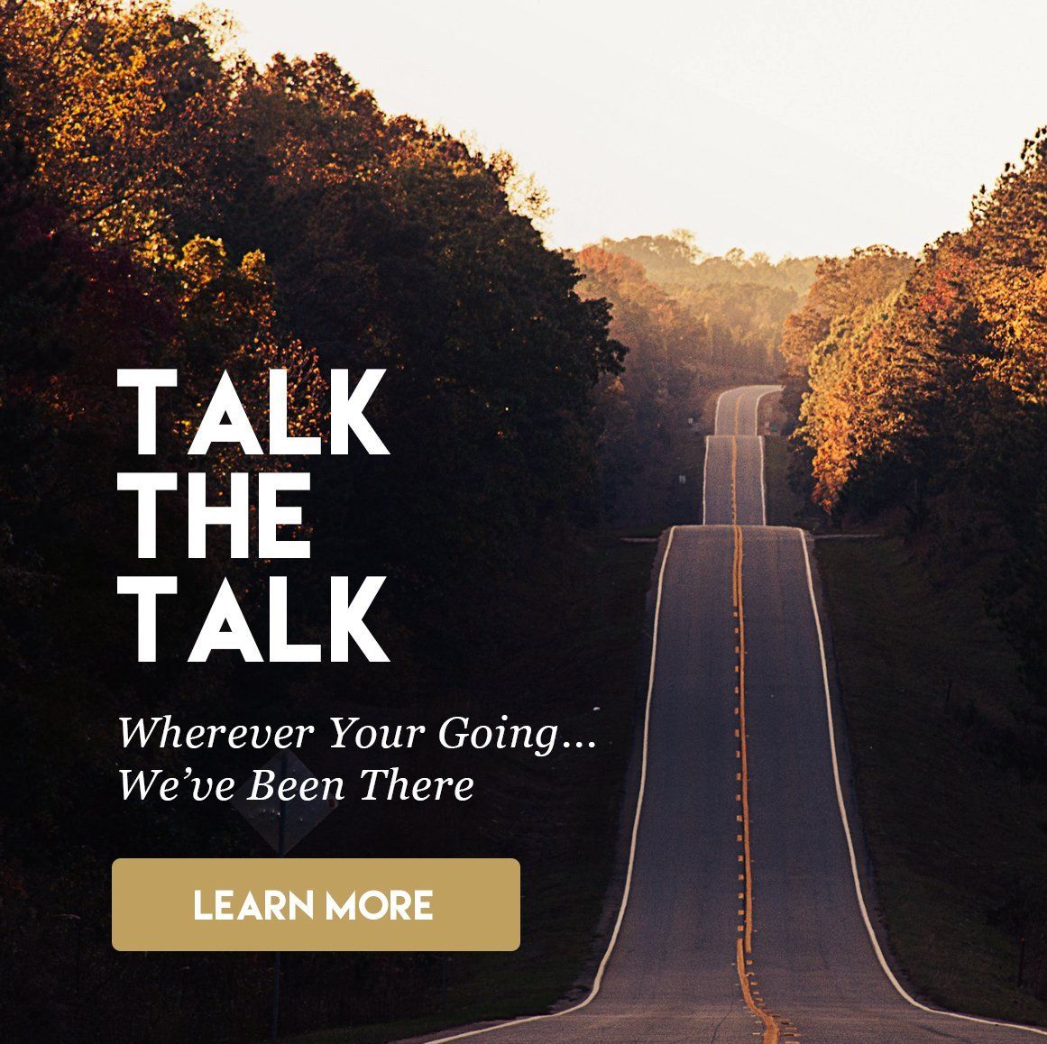 Road leading into the distance with text 