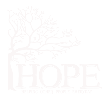 White tree silhouette above the word