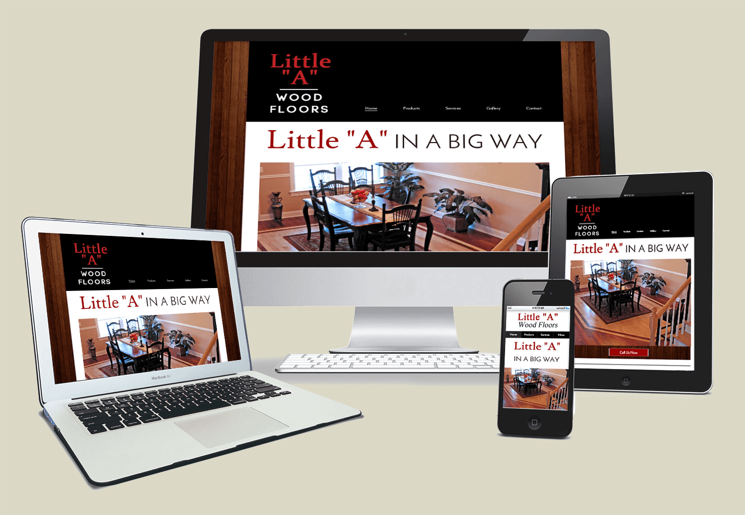 Website design displaying