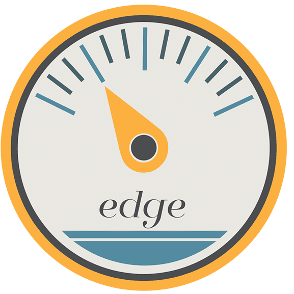 Gauge with orange needle pointing left; 