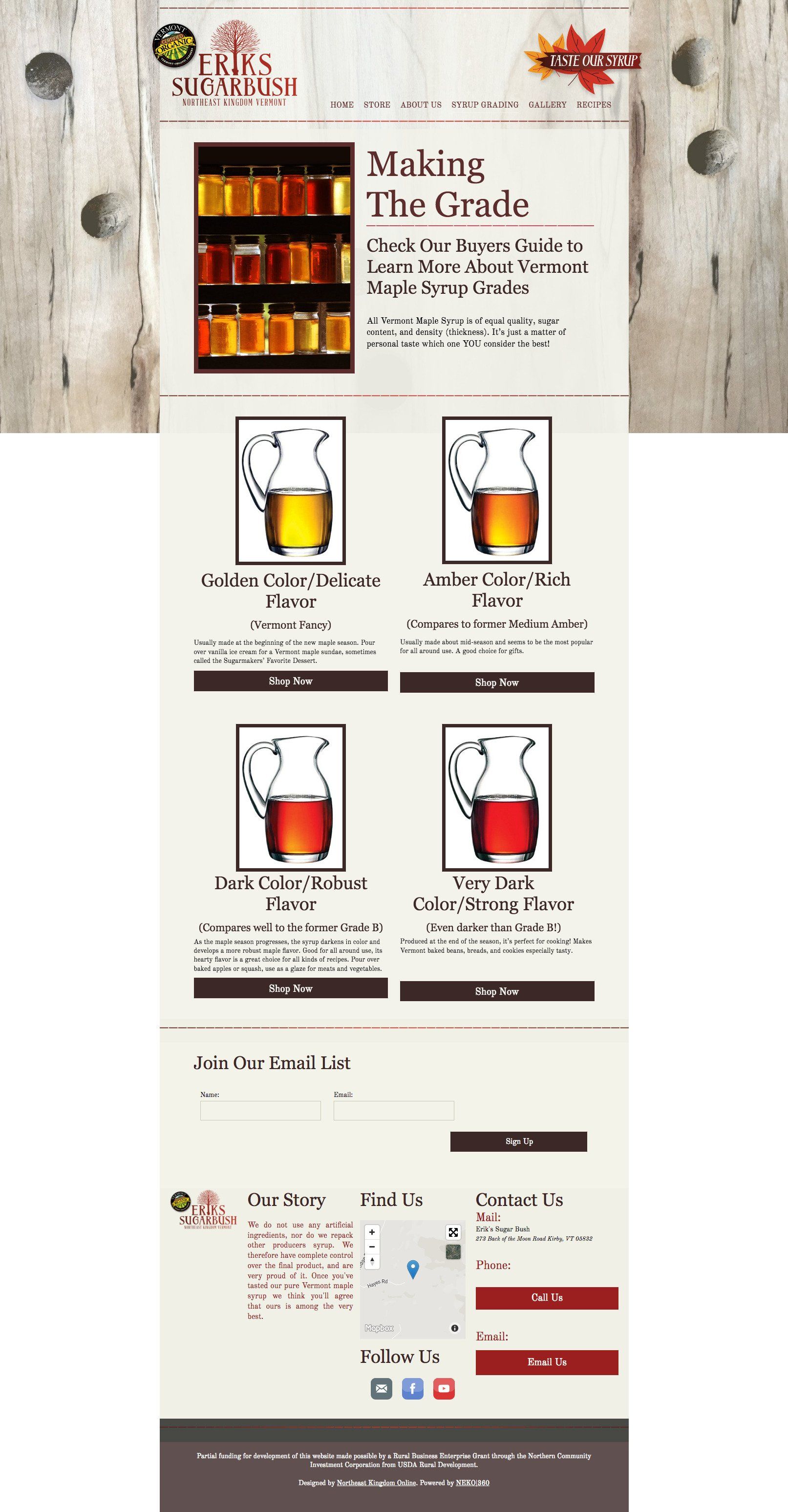 Making the Grade maple syrup guide featuring four syrup color grades.