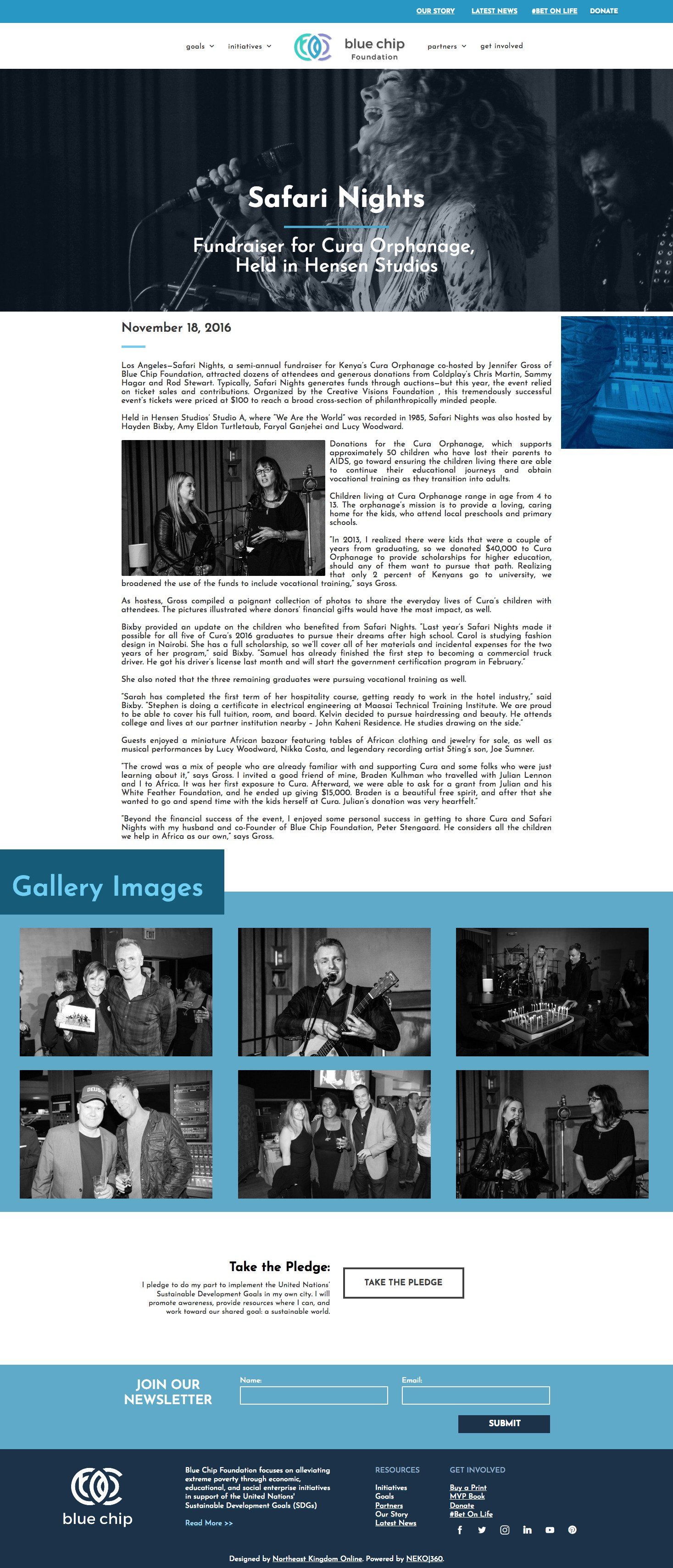 Website article about S. Nygren, featuring two black and white photos and a photo gallery.
