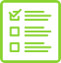 Green checklist icon. One item checked.