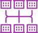 Six rectangular boxes arranged in two rows, connected by a center line with two lines curving out from the middle box.