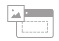 Icon depicting an image being inserted into a rectangular frame.