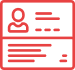 Red ID card icon with person silhouette and lines of text.