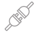 A power plug and socket disconnected, a symbol for disconnection or outage.