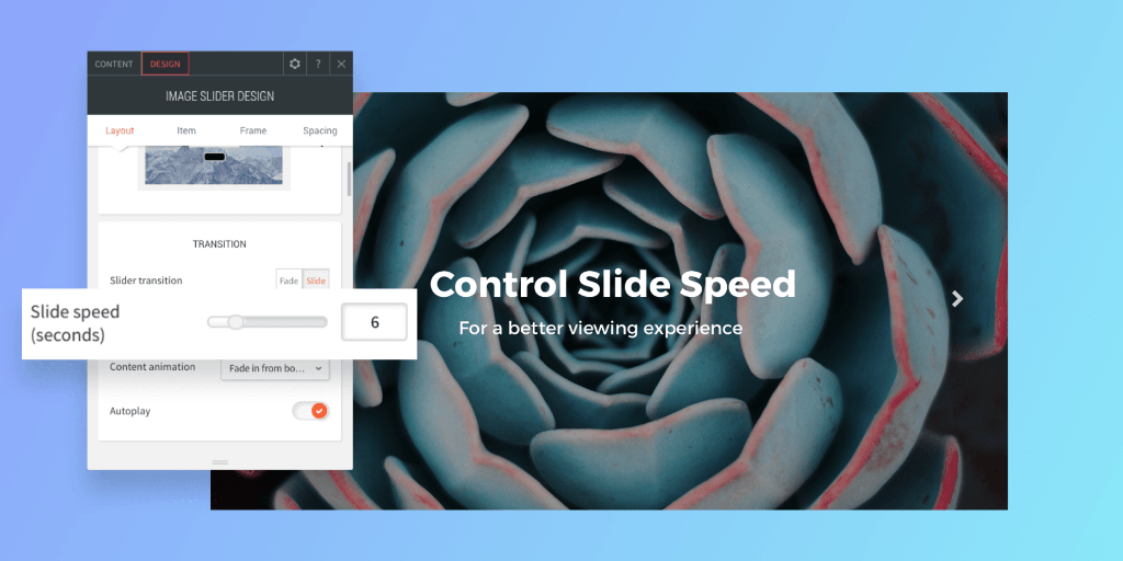 Image Slider Speed in NEKO360 on the Image slider widget