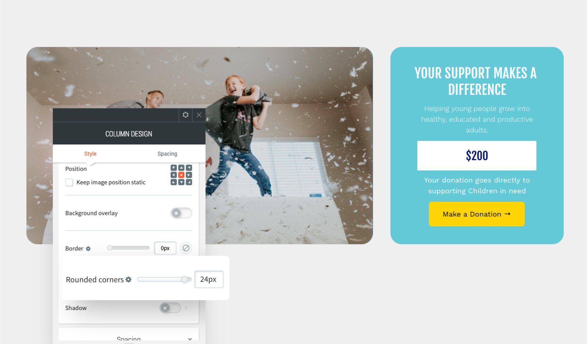 New website rounded corner features available with NEKO360