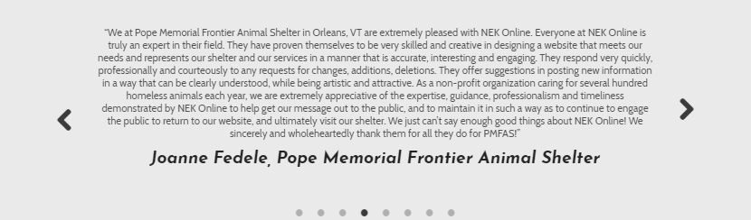 Northeast Kingdom Online Testimonials