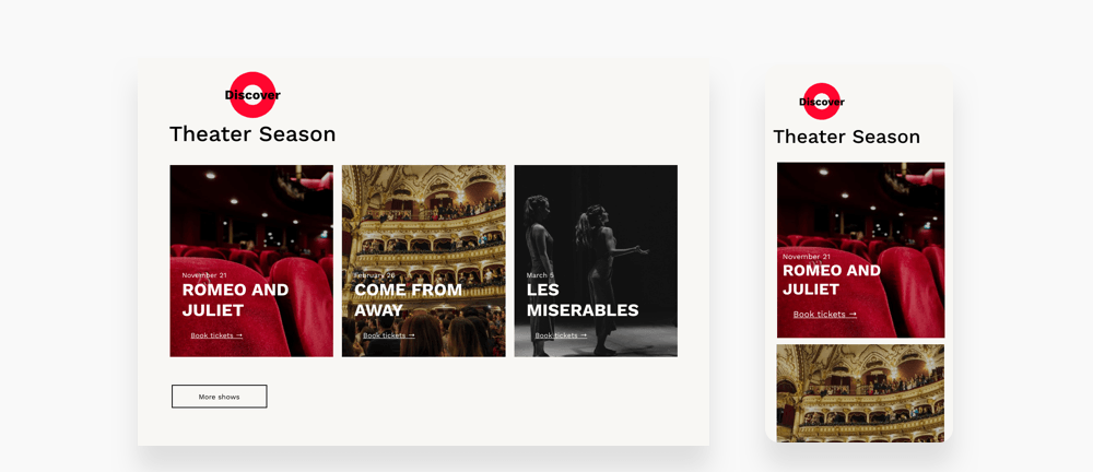 Theater Schedule of Events Calendar Section