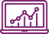 Purple laptop displaying line graph, showing data analysis.