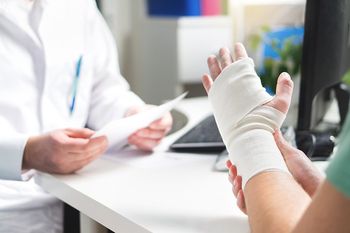 injured person speaking to a doctor