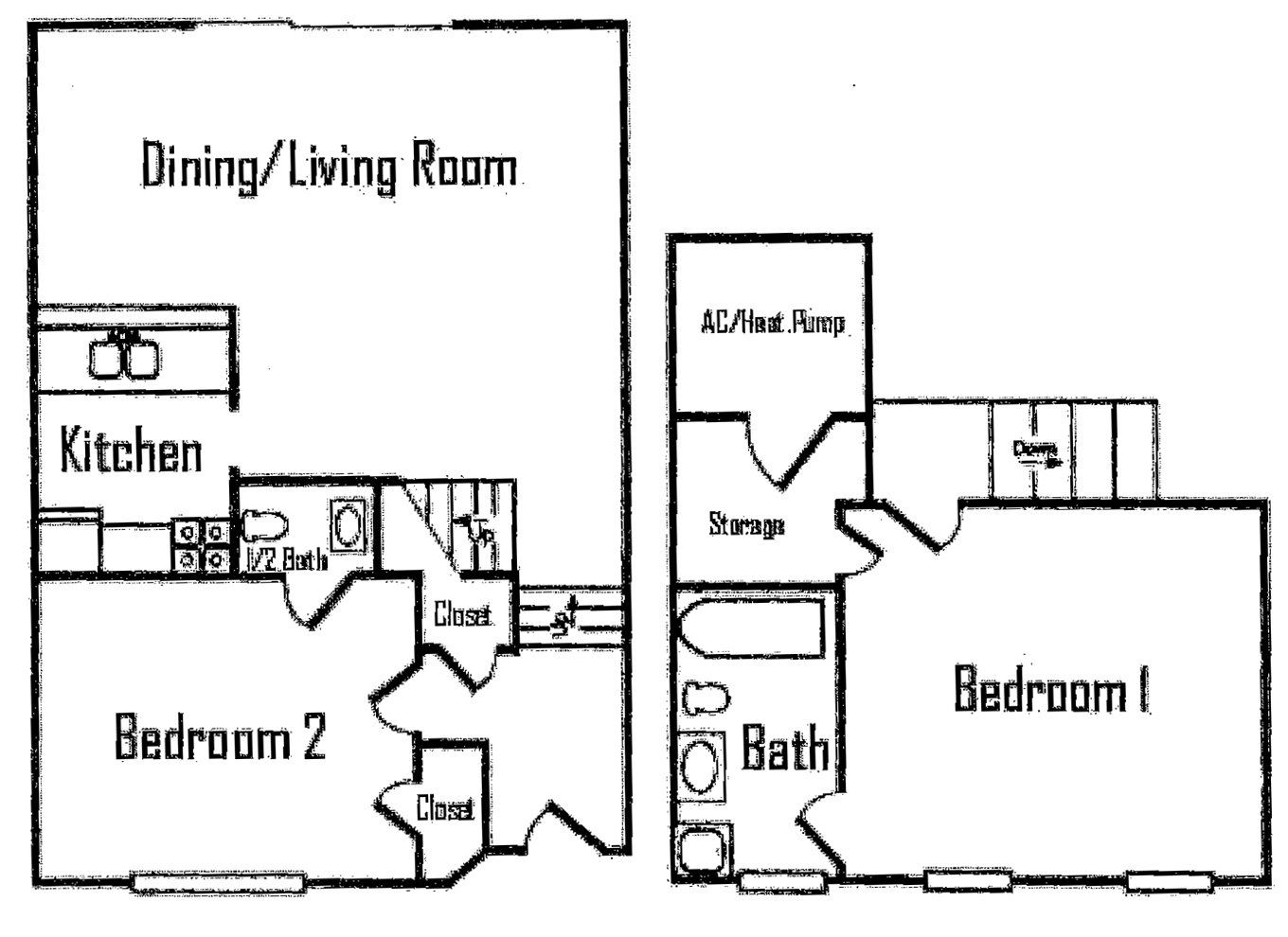 2 Bedroom 1.5 Bath