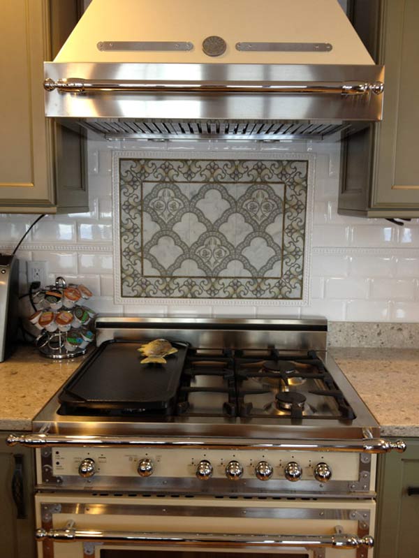 tile backsplash and countertop