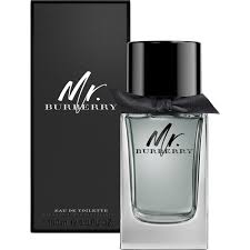 Flacone e cofanetto della fragranza Eau de Toilette Mr. Burberry nei toni del nero e del grigio.