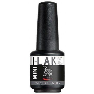 Flacone nero di smalto gel UV Peggy Sage I-Lak Mini Top Finish.
