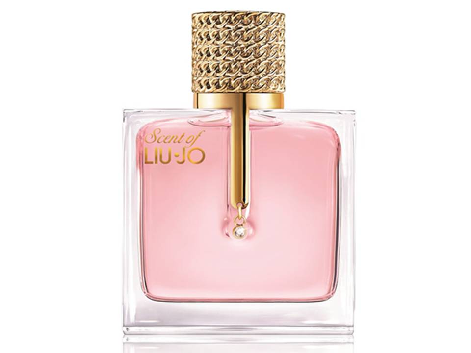 Flacone di profumo rosa,