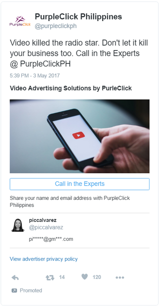 Twitter Lead Generation Card