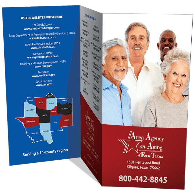 A brochure for area agency on aging of east texas