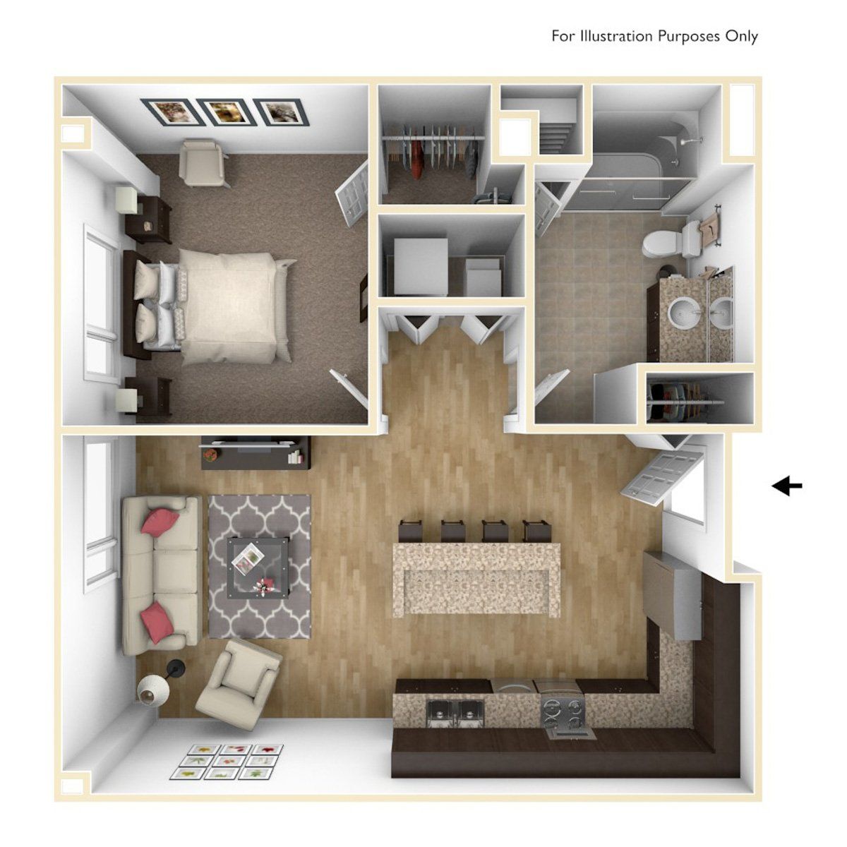 One Bedroom A6 | High Pointe Apartments