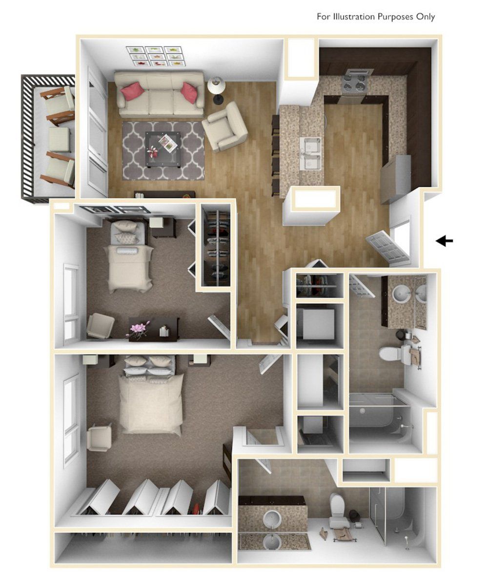 Two Bedroom B1 | High Pointe Apartments