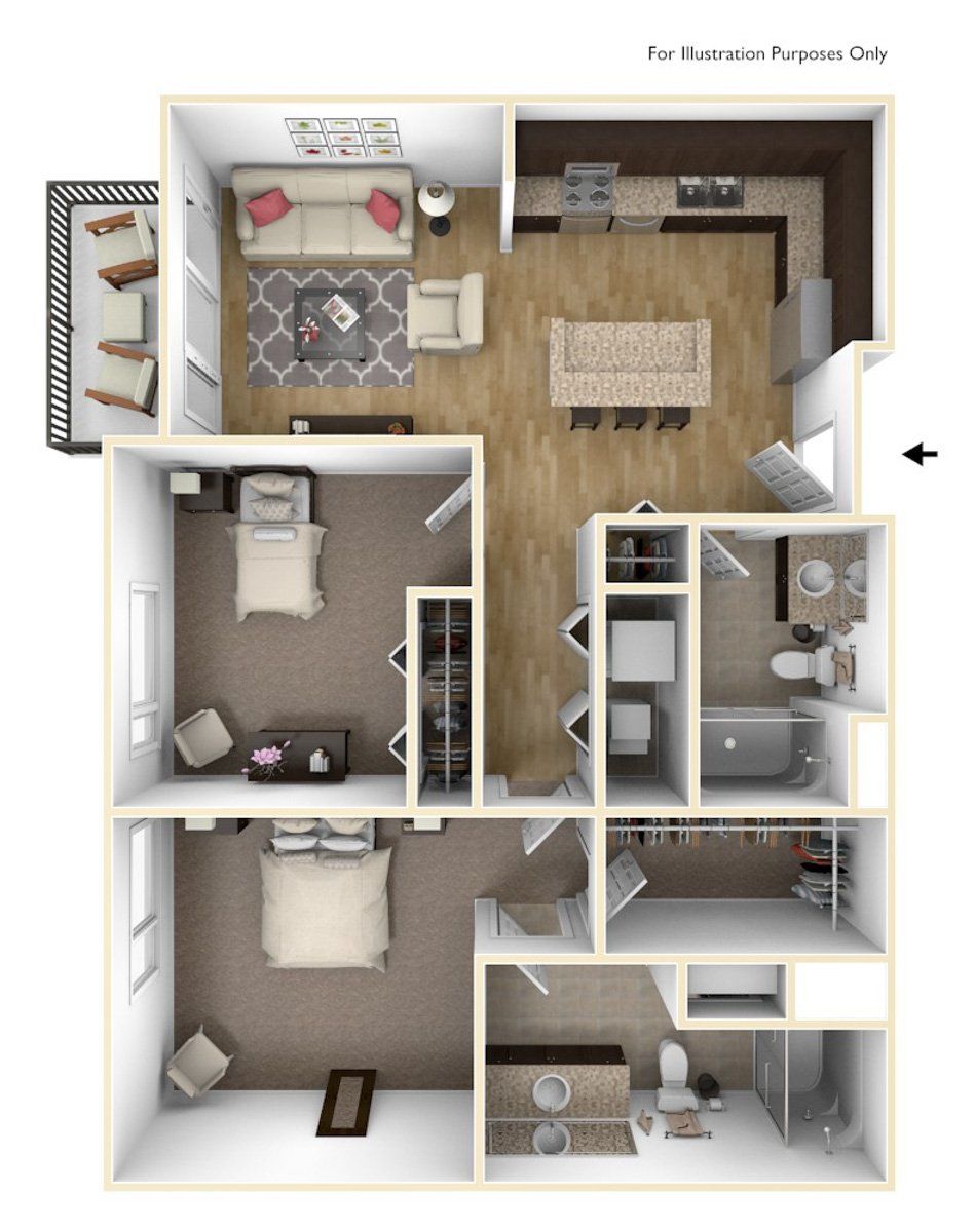 Two Bedroom B2 | High Pointe Apartments