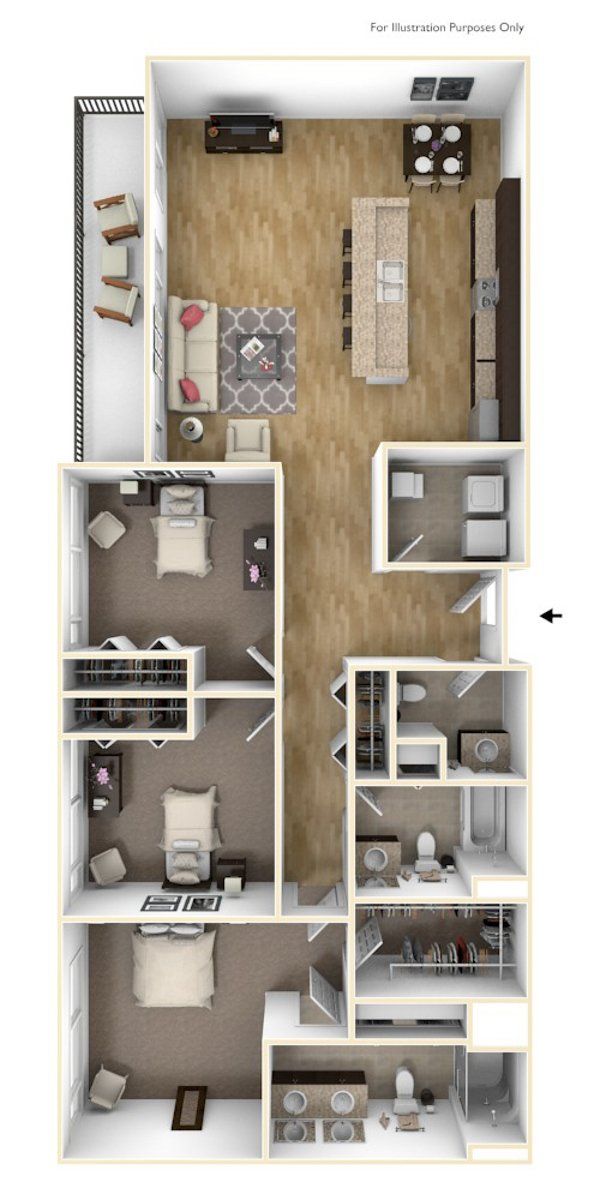 Three Bed 2.5 Bath C4 | High Pointe Apartments