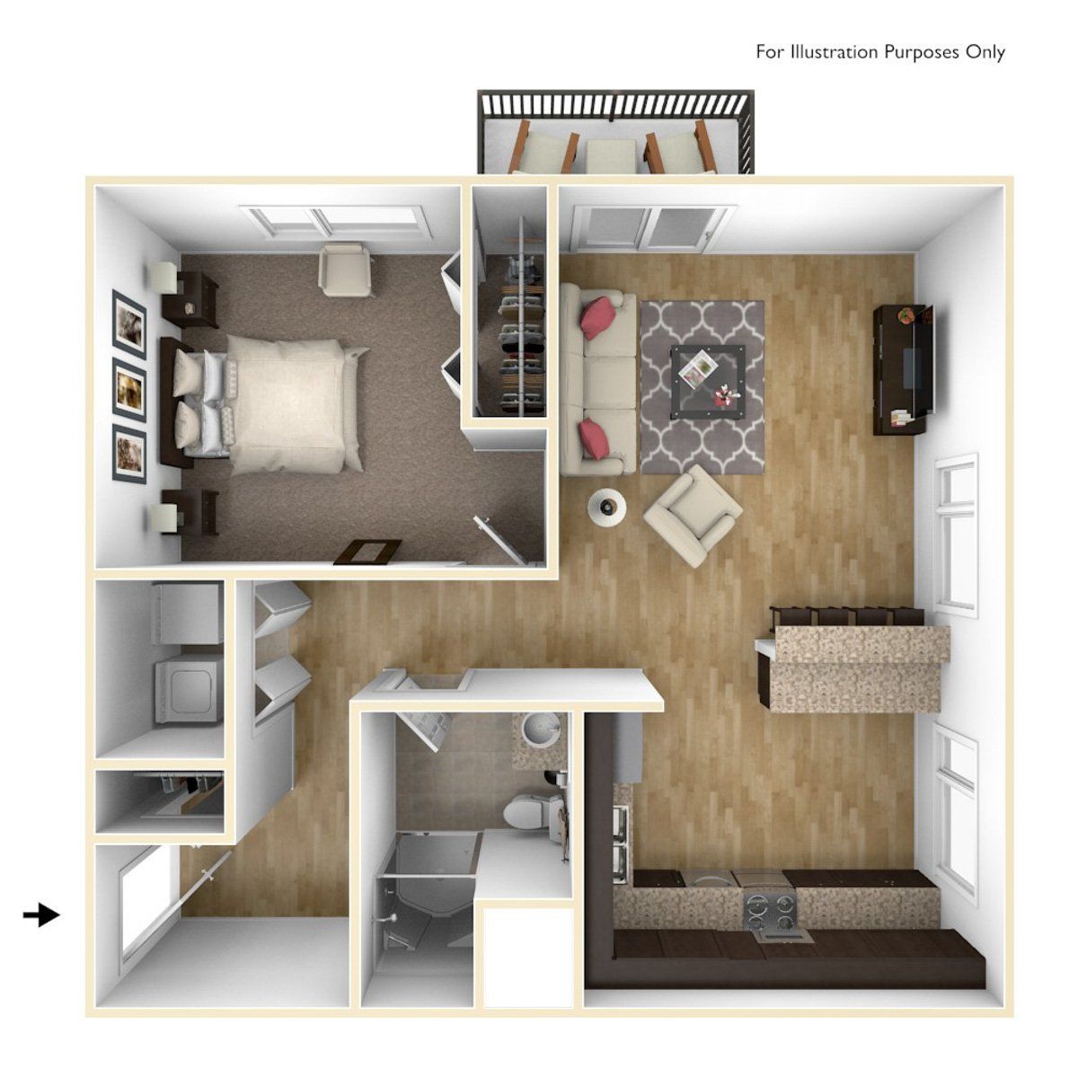 One Bedroom A4 | High Pointe Apartments