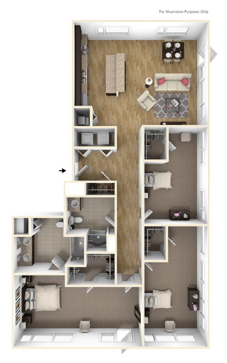 Three Bed Two Bath C1 | High Pointe Apartments