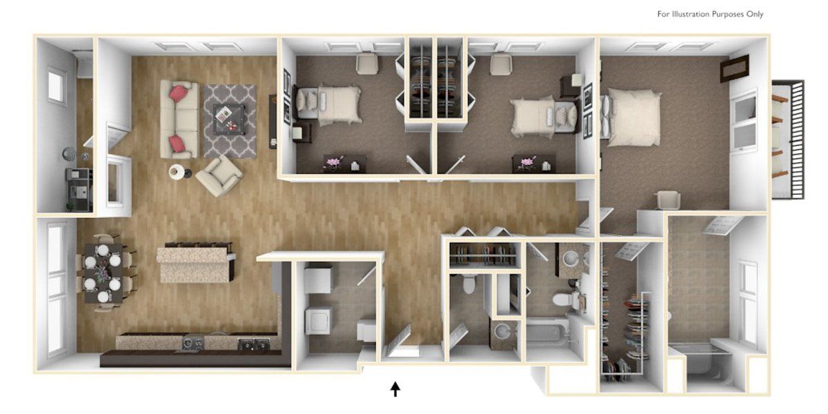 Three Bed 2.5 Bath C3 | High Pointe Apartments