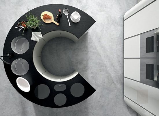 Piano cucina circolare