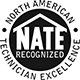 NATE logo with circular black seal and white text reading “North American Technician Excellence”