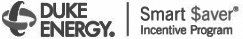 Duke Energy Smart Saver Incentive Program logo with black and gray text and icon on white background
