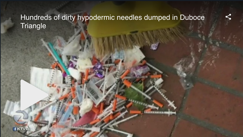 Hundreds of dirty hypodermic needles dumped Hundreds of dirty hypodermic needles dumped