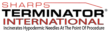 Sharps Terminator® incinerates hypodermic needles at the point of procedure Sharps Terminator® incinerates hypodermic needles at the point of procedure